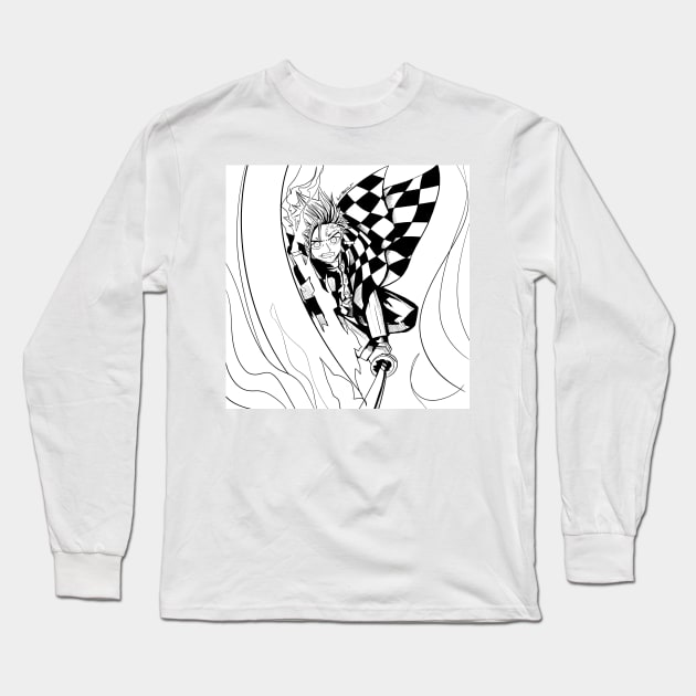 tanjiro kamado in demon slayer arts Long Sleeve T-Shirt by jorge_lebeau